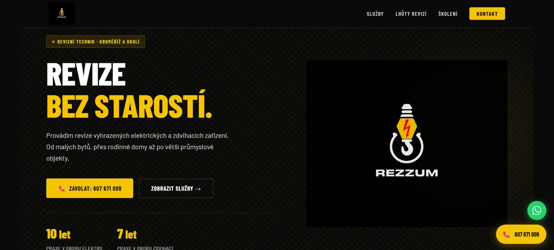 Web Rezzum — úvodní stránka